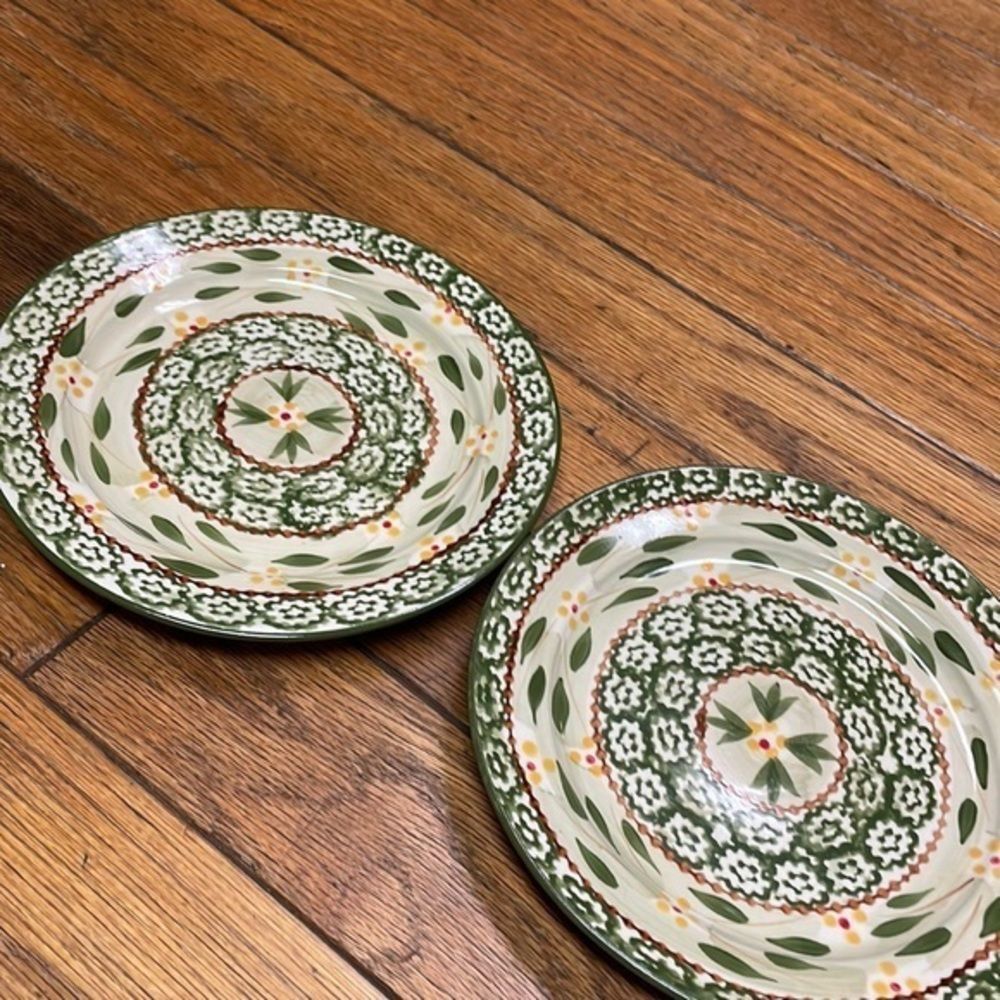 Temptations dinnerware old world green 8 inch salad plates - 2 plates